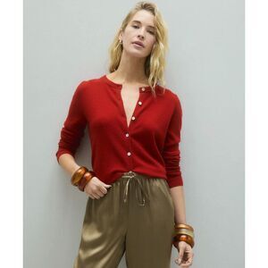 Quince Mongolian Cashmere Cardigan Sweater XS NWOT Varsity Red